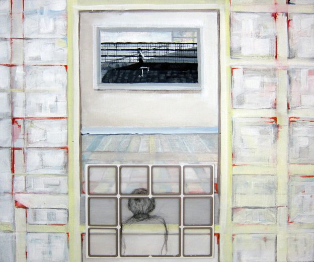 Meet you on the rooftop 1, oil/graphite on board, sides aluminium,44x60cm 2012