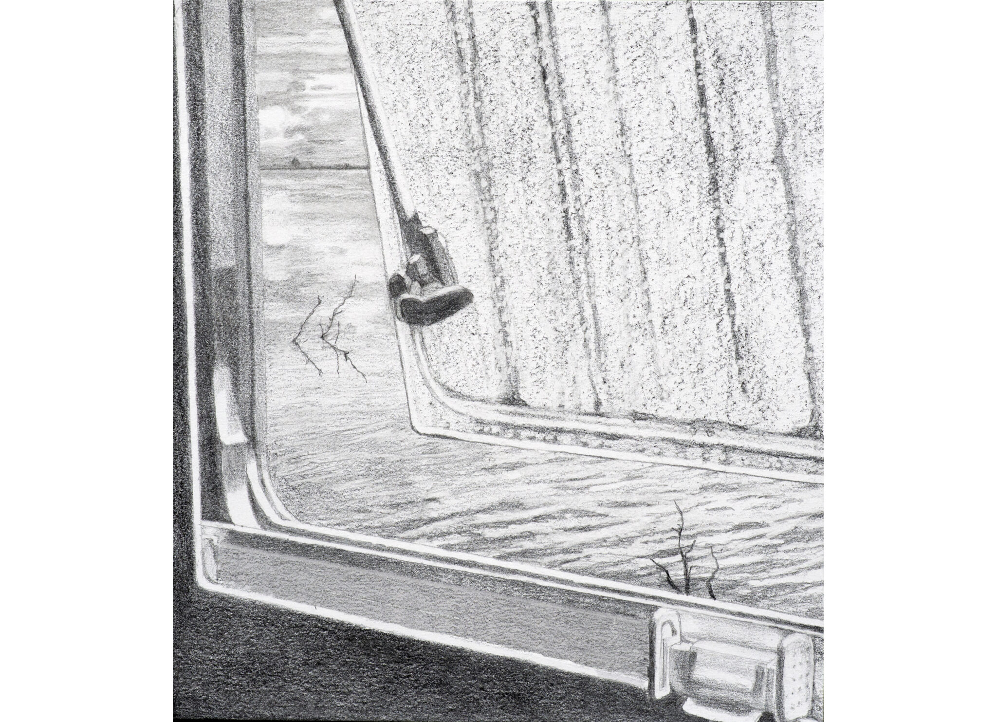 VIEW ON A WINDOW, pencil on paper, 21x19 cm, 2021