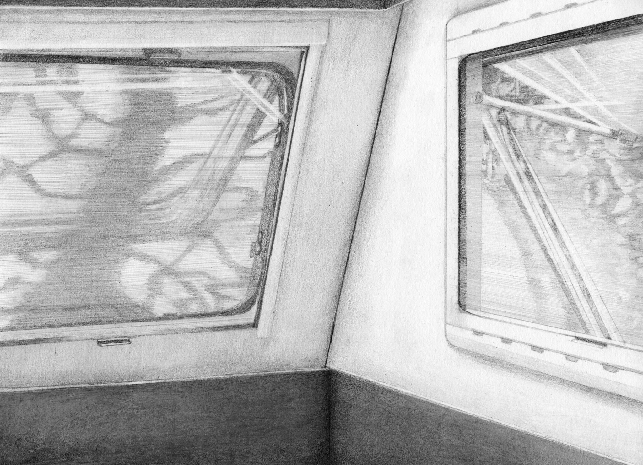 VIEW ON A WINDOW   pencil on papper 21x29 cm, 2022