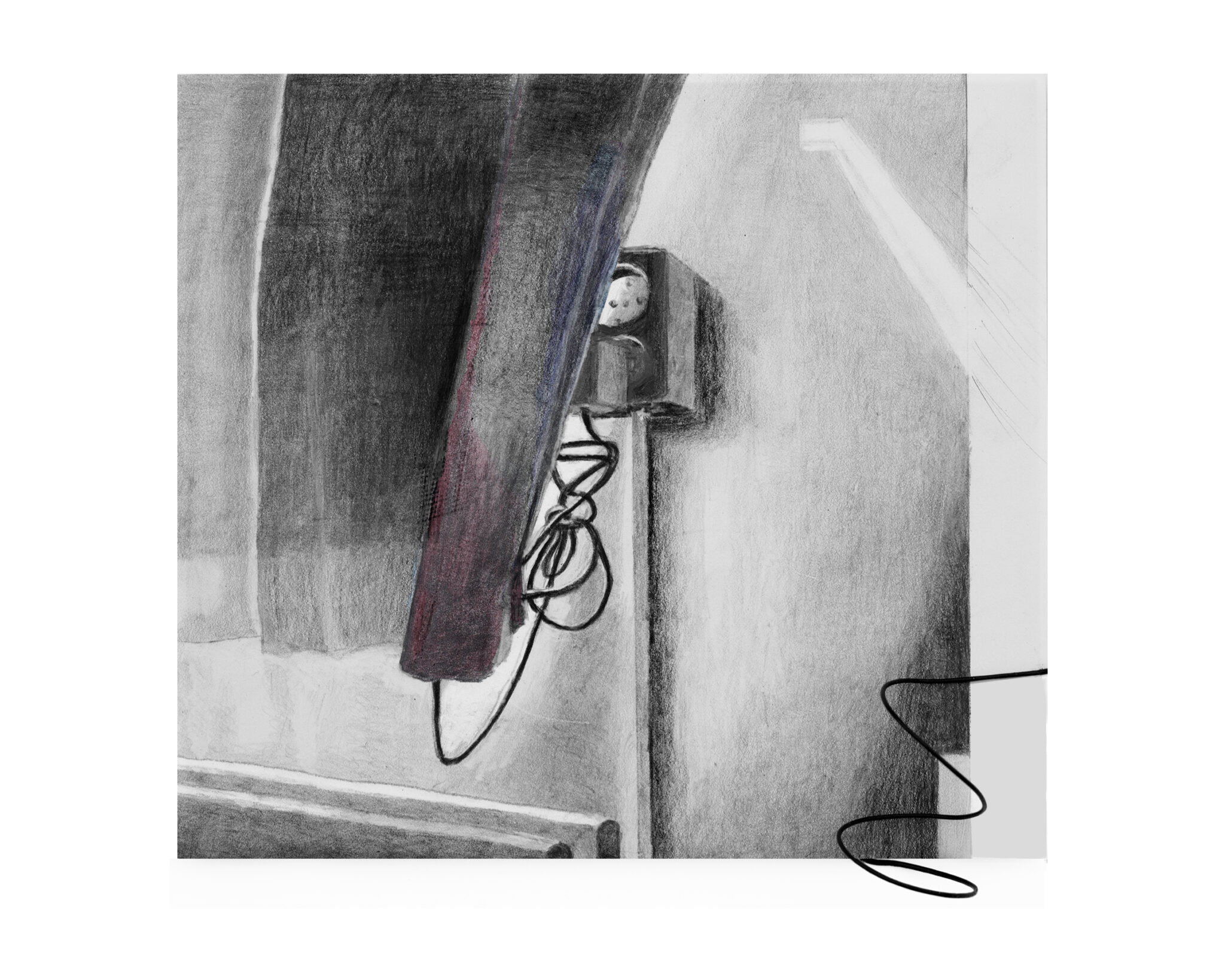 EARLY MORNING, (colour)pencil on stone paper, 17X18 cm, on foam on cardboard carrier, 42x29,7 cm.   2024