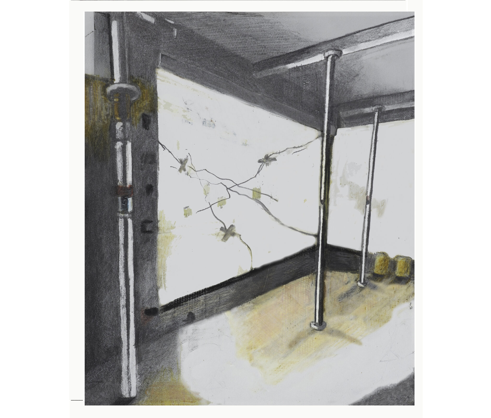 BUILDING STAMPS, (colour)pencil on stone paper, 15x13cm, 2024