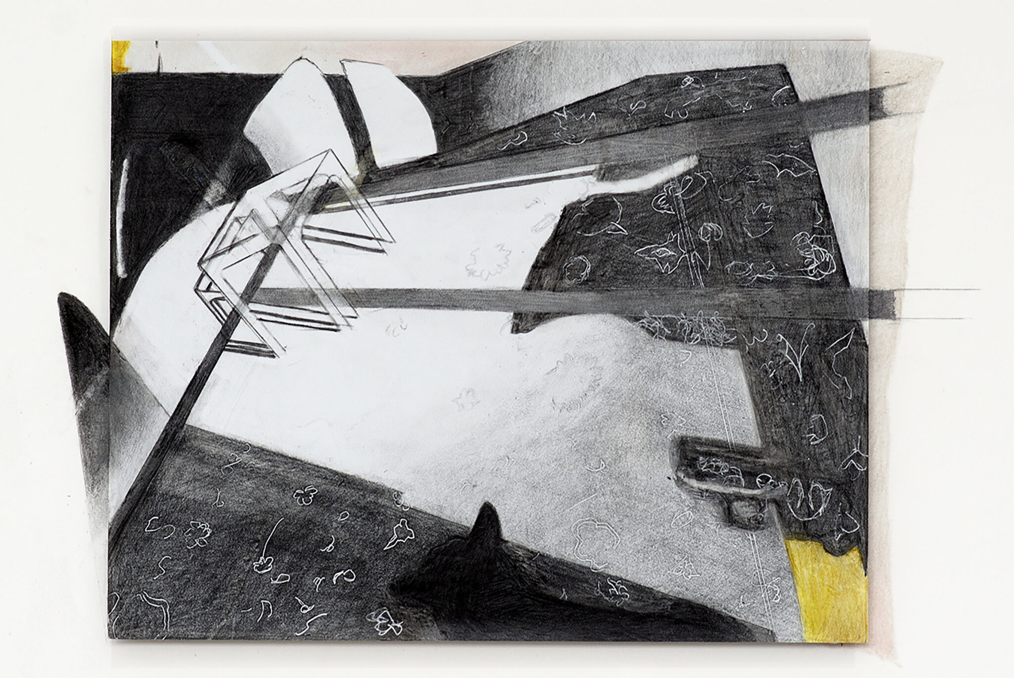 DOG IN A ROOM 1, (colour)pencil on stone paper on foam, 15,5x19,5 cm,  2025