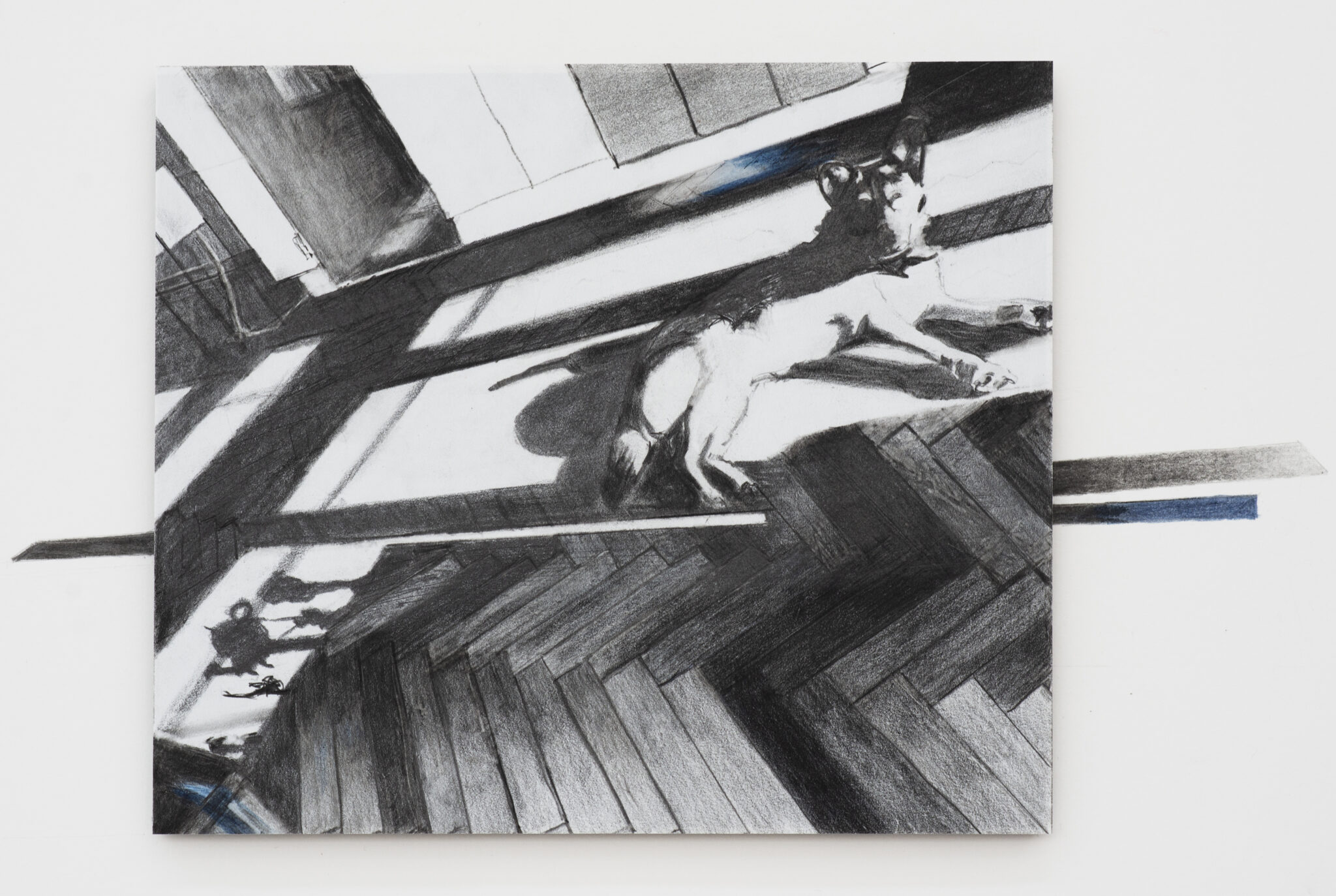 DOG IN A ROOM 3, (colour)pencil on foam, 15,5x26,5 cm,2025
