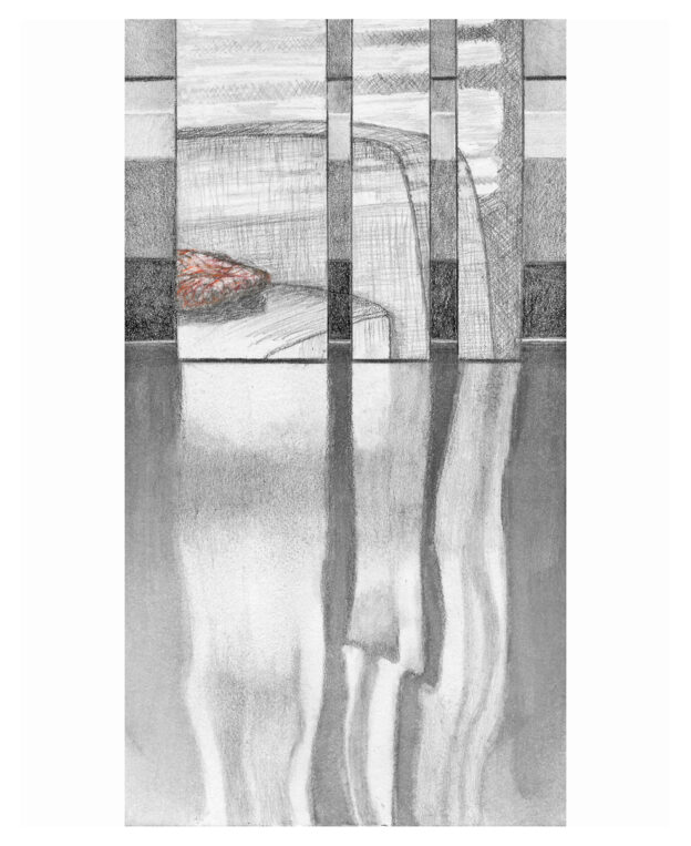 ARMREST, pencil and pastel on paper, 21x11,5 cm, 2023