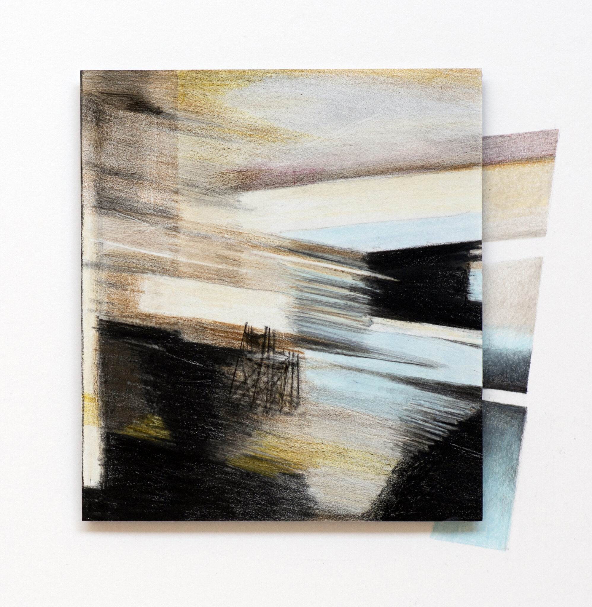 Ongoing 1, (colour)pencil on stone paper, 15x16cm, 2025