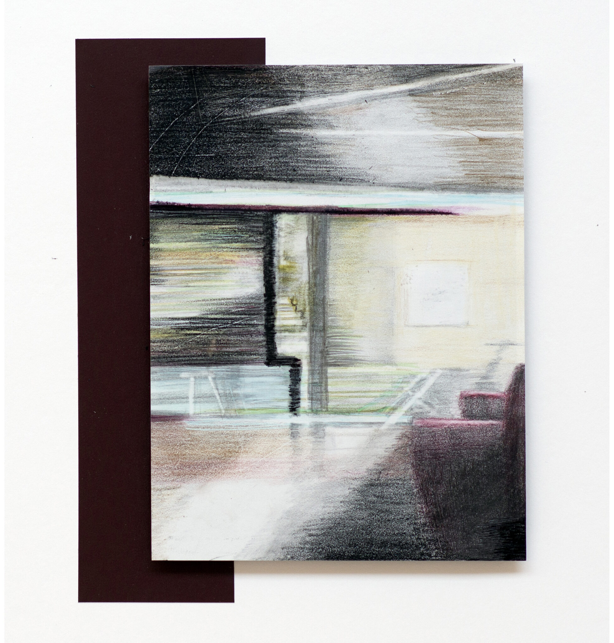 Ongoing 4, (colour)pencil on stone paper, 15x13,5cm, 2025