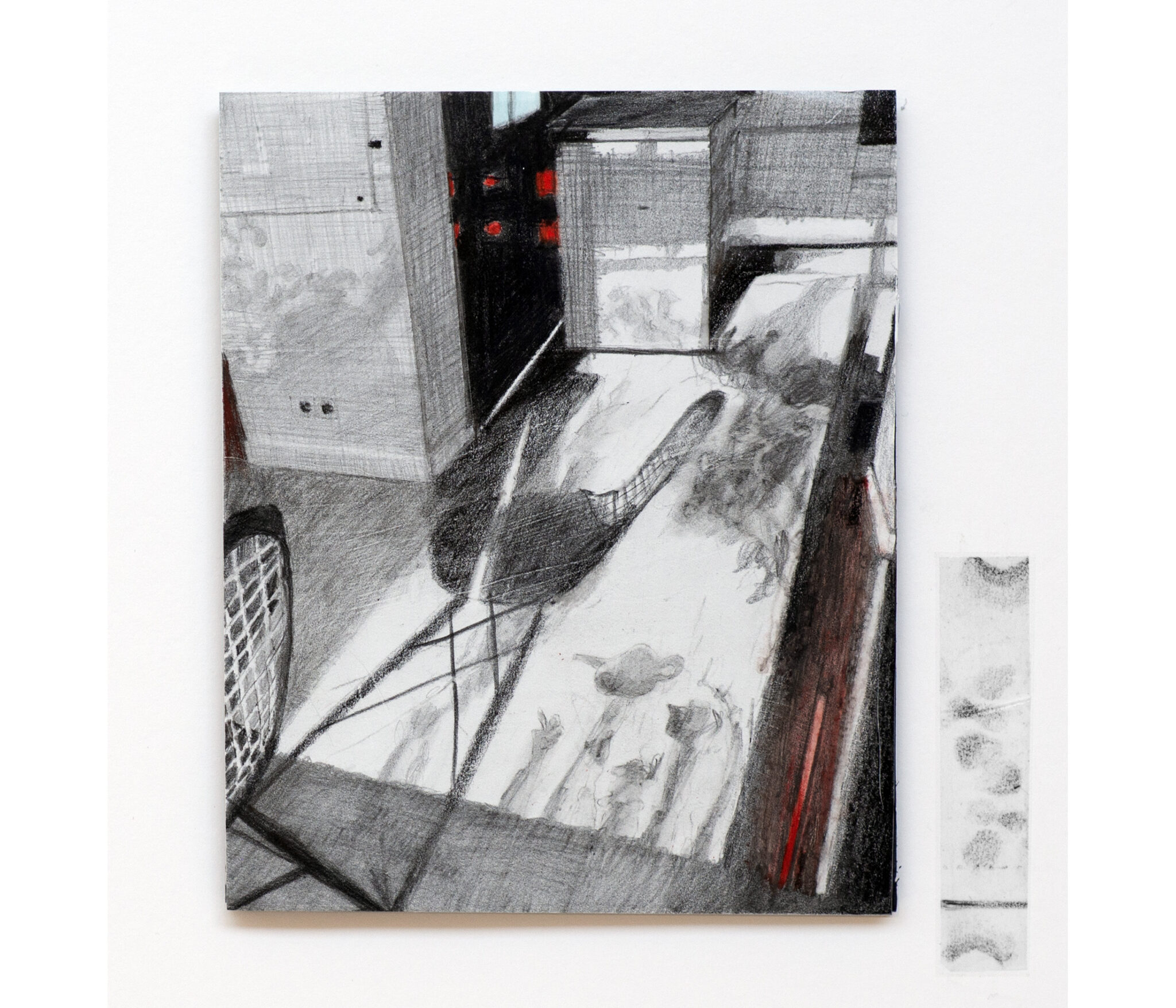 VITRA SHADOW, (colour)pencil on stone paper on foam on board, 15x15cm, 2025